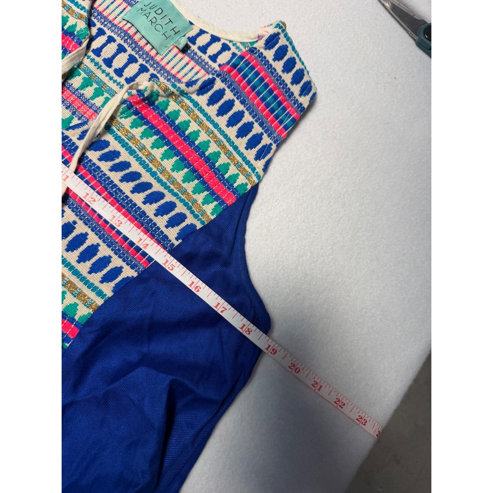 Judith March Womens Blue Boho Embroidered Tassel Bib Mini Dress 1033D-3 Large - Picture 5 of 7